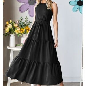 New Heimish Black Tiered Maxi Dress